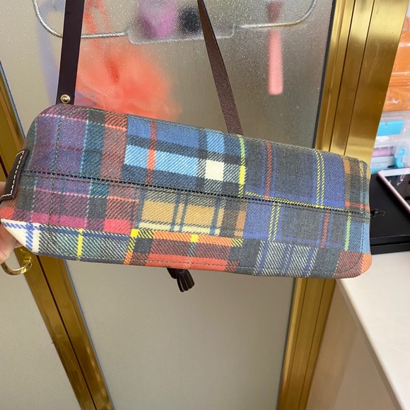Dooney & Burke Madras Plaid Small Tassel Ladybug Tote Bag / Satchel EUC - Picture 4 of 16